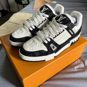 Louis Vuitton Trainer Black and White Denim Sneaker Mens Size 9